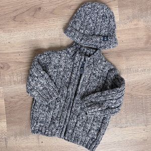 3-6M Janie & Jack Full-Zip Sweater & Hat